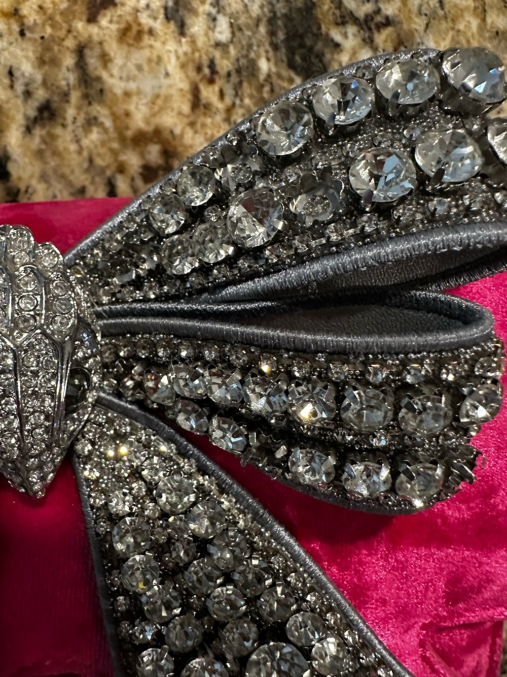 Kurt Geiger London Small Shoreditch Bow clutch in pink velvet. - Picture 3 of 16